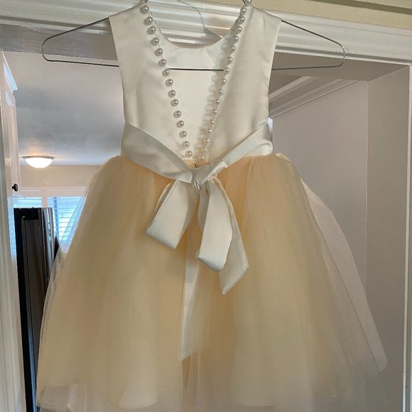 Handmade 12 to 18 Month Flower Girl Dress with Pearl Details - Picture 1 of 2